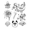 Vector set of illustrations for the Chinese New Year. Collection of images Royalty Free Stock Photo