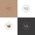 Vector set illustrations of cocoa beans logos. Linear style icons. Chocolate cocoa beans.
