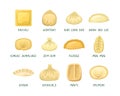 Vector set of illustrations of dumplings from different countries of the world. National cuisine