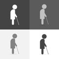Vector set image of an elderly man. The old man walks with a can Royalty Free Stock Photo