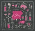 Set of vector images on the theme of wine