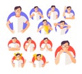 Vector set of imperson male emotions expression icons