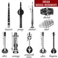 Vector set of indian musical instruments, flat style.