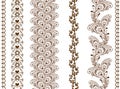 Vector set Indian ornamental seamless borders Royalty Free Stock Photo