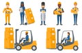 Vector set of industrial workers. Royalty Free Stock Photo