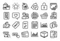 Vector set of Infographic graph, Coupons and Edit document line icons set. Vector Royalty Free Stock Photo