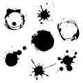 Vector set ink blots icon abstract, art, black, blob,