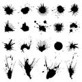 Vector set of ink splashes, blots. Royalty Free Stock Photo