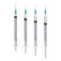 Vector set of insulin syringe with needle