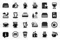 Vector Set of Interiors icons related to Espresso, Flexible mattress and Mint tea. Vector