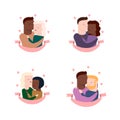 Vector set of interracial couples, heterosexual and homosexual Royalty Free Stock Photo