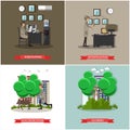 Vector set of investigation posters in flat style