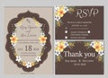 Vector set of invitation cards with flowers elements Wedding col