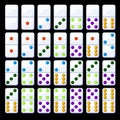 Vector set of isolated colored classic dominoes.