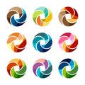 Vector set of isolated colorful logo template of a circle. Stylized abstract lollipops Royalty Free Stock Photo