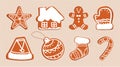 Vector set of isolated ginger cookies