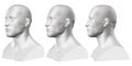 Vector set of isolated male busts of mannequins on white background. 3D. Male bust from different sides. Vector