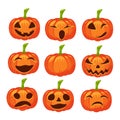 Vector set of isolated pumpkin icons