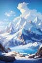 Vector set of isolated snowy mountains, mountain peak, hill top, iceberg, nature landscape. Royalty Free Stock Photo