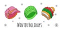Vector set of isolated winter accessories