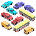 Vector set of isometric urban transportation, cars