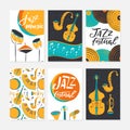 Jazz festival posters, flyers, banners, greeting cards template