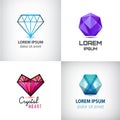 Vector set of jewelery logos, diamond illustration, crystal icons Royalty Free Stock Photo