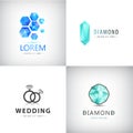 Vector set of jewelery logos, diamond illustration, crystal icons