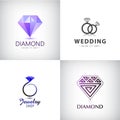 Vector set of jewellery logos. Ring, wedding Royalty Free Stock Photo