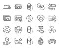 Vector set of Journey path, Notebook service and Artificial colors line icons set. Vector