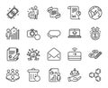 Vector set of Justice scales, Recovery trash and Contactless payment line icons set. Vector