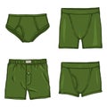 Vector Set of Khaki Mens Underwear