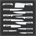 Vector set of kitchen knives. Cutlery set.