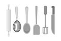 Vector Set Kitchen Utensils. cooking tools flat style. cook equipment isolated objects Royalty Free Stock Photo