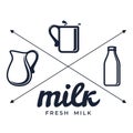 Vector set of labels and icons for milk and dairy produce. Royalty Free Stock Photo