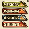 Vector set labels for italian Pizza