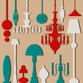 Vector set of lamps and chandeliers