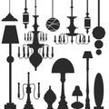 Vector set of lamps and chandeliers