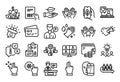 Vector set of Leaf, Business idea and Freezing click line icons set. Vector
