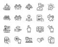 Vector set of Leaf, Business idea and Freezing click line icons set. Vector