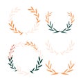 Vector set of leaf frames. Decorative leaf elements