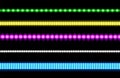 Vector set of led strips with neon glow effect