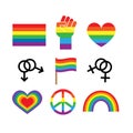 Vector set of lgbt homosexual rainbow flag icon