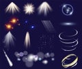 Vector set of light effects. Isolated clip art template objects. Glow light stars bursts with sparkles. Magic glitter Royalty Free Stock Photo