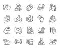Vector set of Like hand, Journey path and Approved checkbox line icons set. Vector