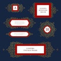 Vector set of line art frames  borders  vignette in Eastern style Royalty Free Stock Photo