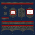 Vector set of line art frames  borders  vignette in Eastern style Royalty Free Stock Photo