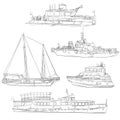 Vector set of ships and boats Royalty Free Stock Photo