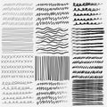 Vector set of line grunge hand drawn textures. Royalty Free Stock Photo