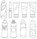 Vector set line icon of bottles